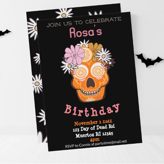 Fun Herfst Sugar Skull Birthday Kaart