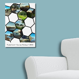 Fun Hexagon-Shaped Custom Vacation Collage Poster