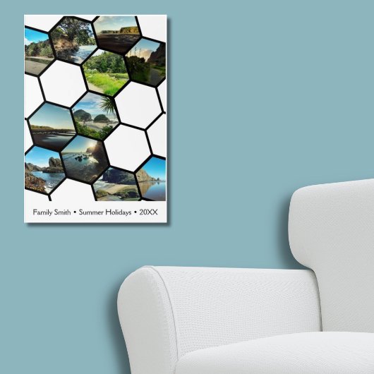 Fun Hexagon-Shaped Custom Vacation Collage Poster