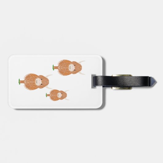 Fun Highland Koe Monogram Bagagelabel (Achterkant horizontaal)