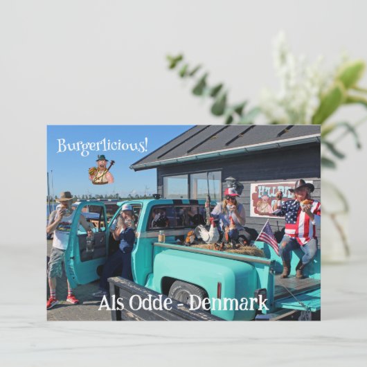 Fun HillBilly Grill Denmark Wenskaart! Feestdagenkaart (Staand voorkant)