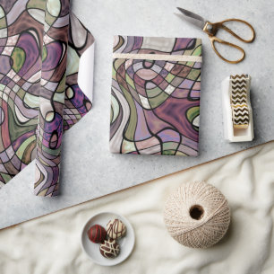 Fun Hip Paarse Violet Black Mosaic Pop Art Cadeaupapier