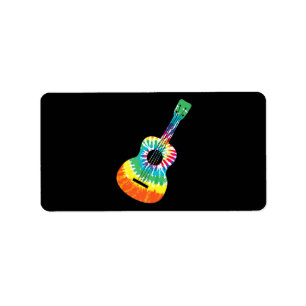 Fun Hippie Rainbow Tie Dye Acoustic Guitar Premium Etiket