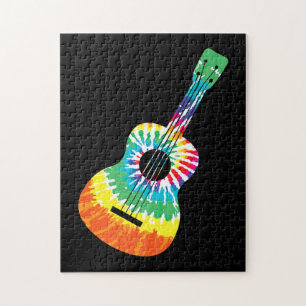 Fun Hippie Rainbow Tie Dye Acoustic Guitar Premium Legpuzzel