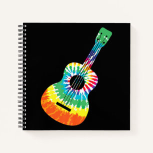 Fun Hippie Rainbow Tie Dye Acoustic Guitar Premium Notitieboek