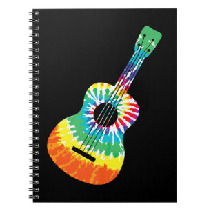 Fun Hippie Rainbow Tie Dye Acoustic Guitar Premium Notitieboek