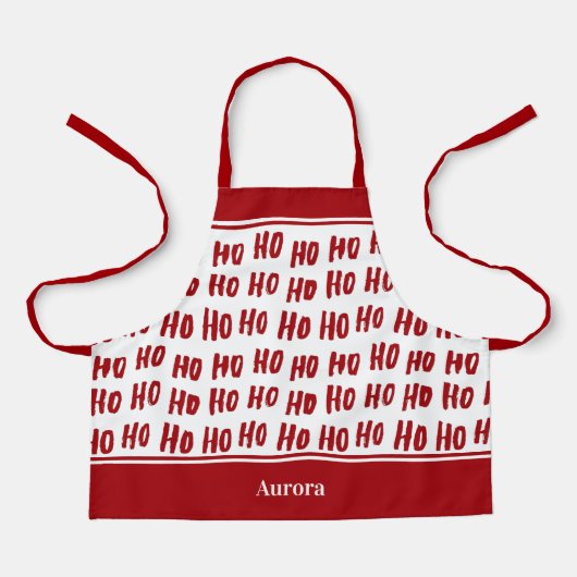 Fun Ho Ho Red Holiday Pattern Kerstmis Kinder Schort (Voorkant)