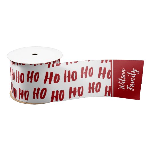 Fun Ho Ho Tekst Red Holiday Patroon Kerstmis Lint (Spoel)