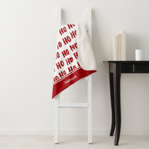 Fun Ho Ho Tekst Red Holiday Patroon Kerstmis Sherpa Deken