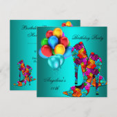 FUN Hoge Hak Schoenen Verjaardagsfeest Ballonnen Kaart (Voorkant / Achterkant)