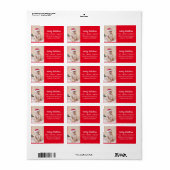 Fun Holiday Foto Rood Kerstfeest Etiket (Full Sheet)