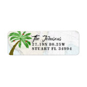 Fun Holiday Palm Boom Latitude Lengtegraad Nautisc Etiket (Voorkant)