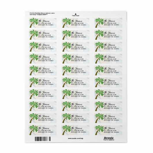 Fun Holiday Palm Boom Latitude Lengtegraad Nautisc Etiket (Full Sheet)