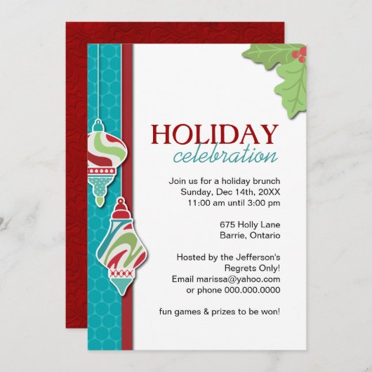 Fun Holiday Party Uitnodiging (Voorkant / Achterkant)