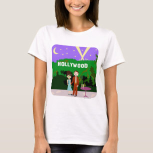 Fun Hollywood Romance Illustrated Retro Art T-shirt