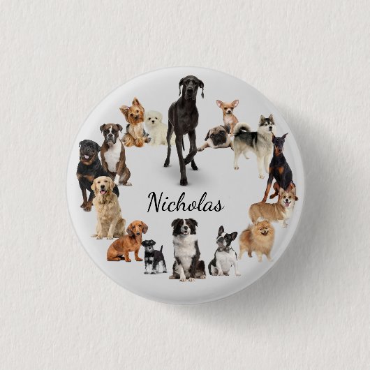 Fun Hondenras Pet Animals Dog Aangepaste naam Ronde Button 3,2 Cm (Voorkant)