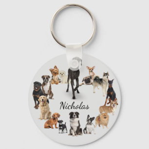 Fun Hondenras Pet Animals Dog Aangepaste naam Sleutelhanger