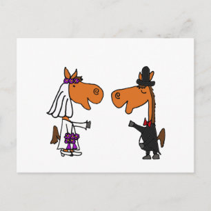 Fun Horse Bride and Groom Wedding Design Briefkaart