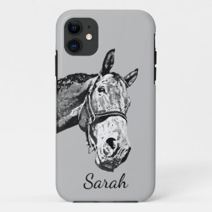 Fun Horse Peeking Out Cartoon Animal aan te passen iPhone 11 Hoesje