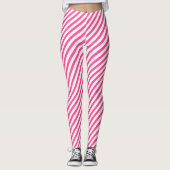 Fun Hot Pink Diagonaal strippen Leggings (Voorkant)