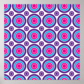 Fun Hot Pink Paars Blauwgroen Concentrisch ontwerp Poster (Voorkant)