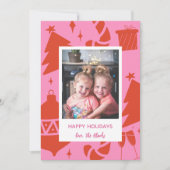 Fun Hot rose Noël Carte photo de vacances (Devant)