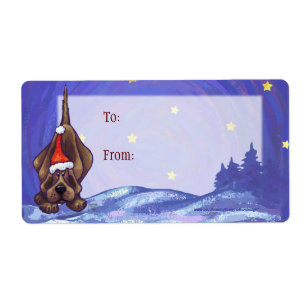 Fun Hound Dog Art kerstcadeaulabel Etiket