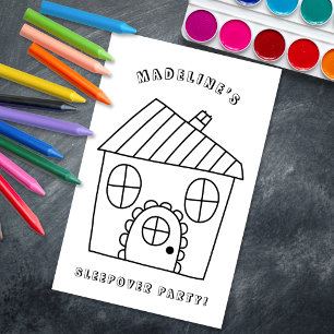 Fun House Sleepover Party Kleurplaat Pagina 1