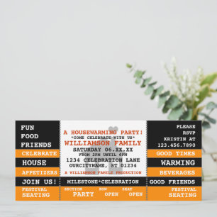 Fun Housewarming Ticket Style Uitnodiging
