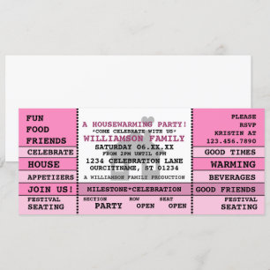 Fun Housewarming Ticket Style Uitnodiging