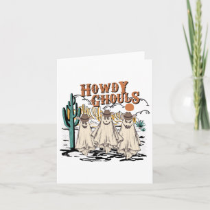 Fun Howdy Ghouls Western Halloween Herfst Ghosts W Kaart