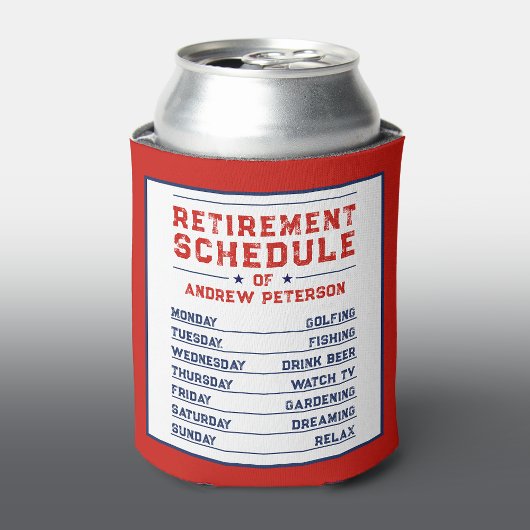 Fun Humor Rood Blauw Wit Man Retirement Schedule P Blikjeskoeler