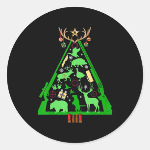 Fun Hunting Deer en Elk Hunter Kerstboom Hun Ronde Sticker