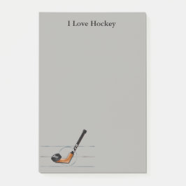 Fun "I love Hockey" "10x6" "post it notes" w/puck Post-it® Notes