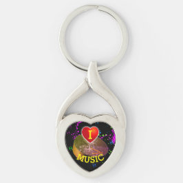 Fun I Love Music with Heart and Pan Sleutelhanger