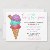 Fun Ice crème, Birthday-uitnodiging Kaart (Voorkant)