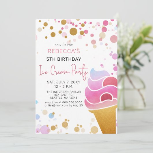 Fun Ice crème, Birthday-uitnodiging Kaart (Staand voorkant)