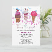 Fun Ice crème, Birthday-uitnodiging Kaart (Staand voorkant)
