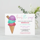 Fun Ice crème party Anniversaire invitation (Debout devant)