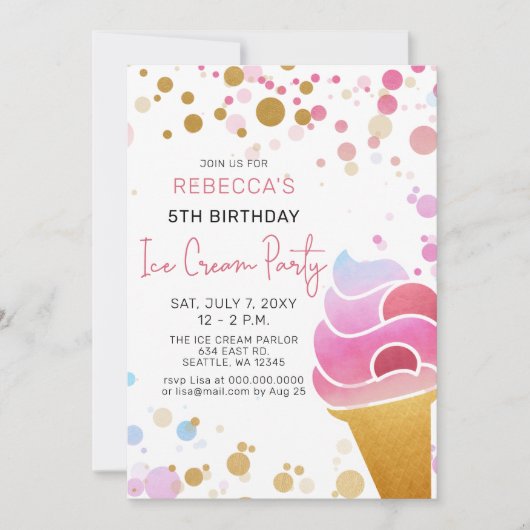 Fun Ice crème party Anniversaire invitation (Devant)