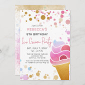 Fun Ice crème party Anniversaire invitation (Devant / Derrière)