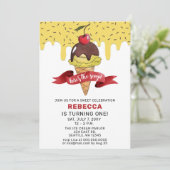 Fun Ice crème party Anniversaire invitation (Debout devant)
