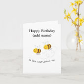 Fun Illustrated Bee Happy Birthday Kaart (Gele Bloem)