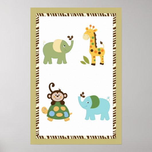 Fun in het Oerwoud Nursery Art Poster 16x24 (Voorkant)