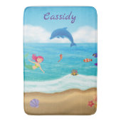 Fun in Sun Mermaid Dolphin Beach gepersonaliseerd Badmat (Voorkant Verticaal)