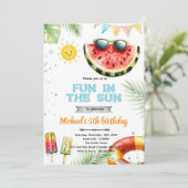 Fun in the sun pool theme invitation (Debout devant)