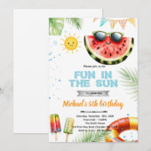 Fun in the sun pool theme invitation (Devant / Derrière)