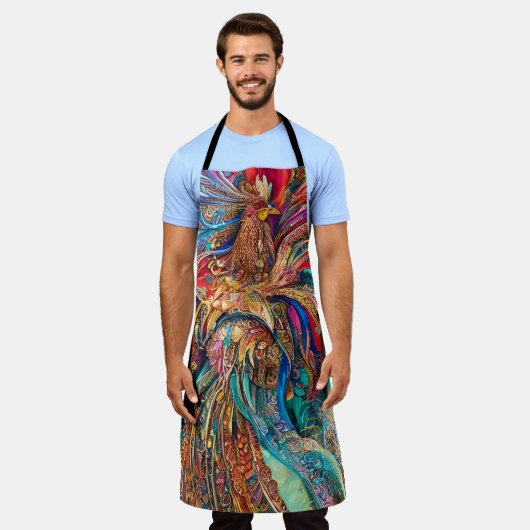 Fun Intricate Abstract het Schilderen Rooster Ontw Schort (Gedragen)