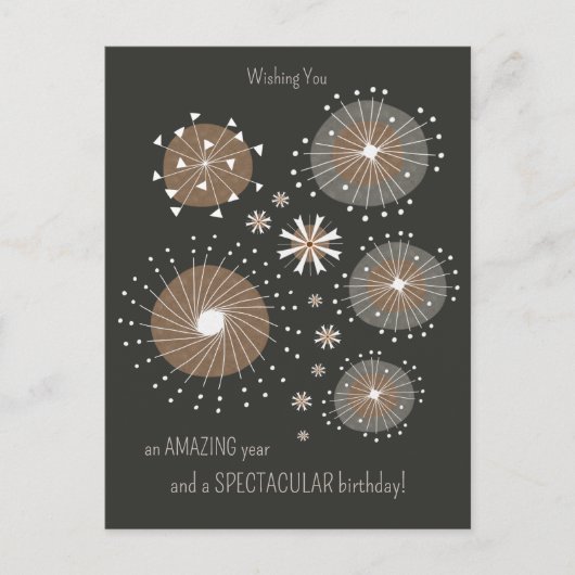 Fun inventive handgetrokken vuurwerk CC1105 Birthd Briefkaart (Voorkant)