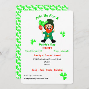 Fun Irish Celebration Leprechaun Party Invite Kaart